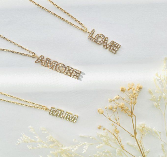 Collier "MUM" "AMORE" ou "LOVE"