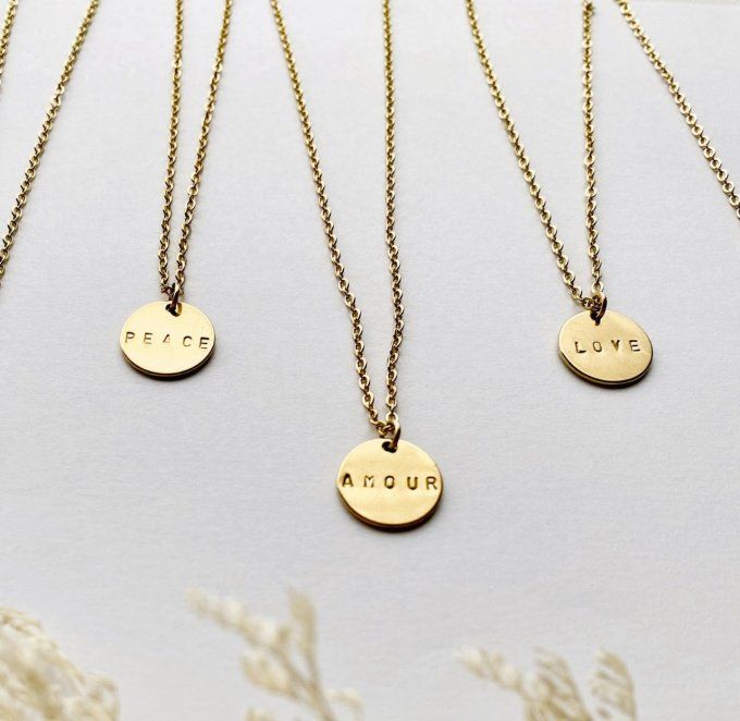 Collier "POSITIVE" gris ou doré